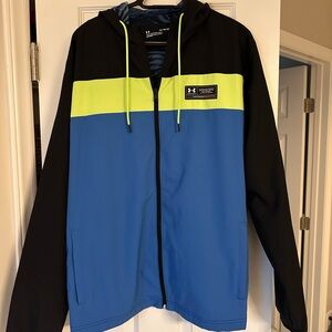 Under Armour Men's Black, Blue, and Yellow Windbreaker